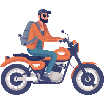 A man is riding a motorcycle on a black background png