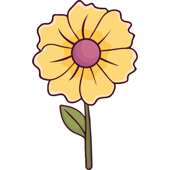 A yellow flower with a purple center png