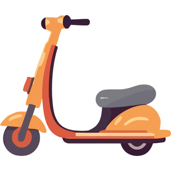 An orange scooter is shown on a black background png