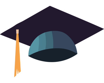 A graduation cap and tassel on a black background png
