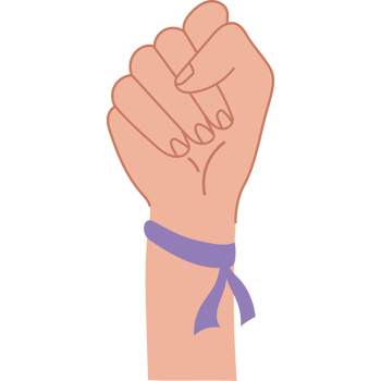 A hand with a purple ribbon on it png
