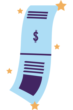 A receipt with stars and dollar signs png