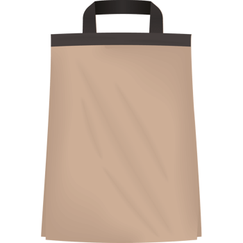 A brown paper bag with black handles png