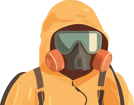 A man in a gas mask and yellow jacket png