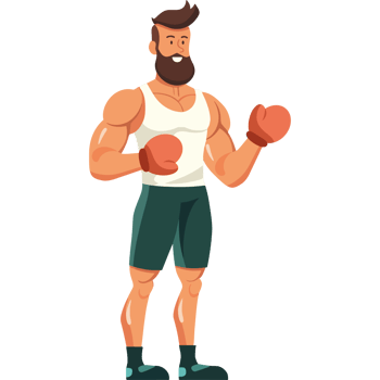 A man with a beard and boxing gloves png