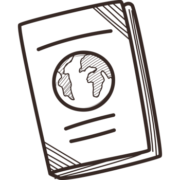 A black and white drawing of a passport png