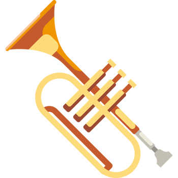 A trumpet on a black background png