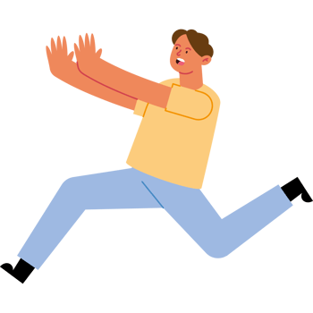 A man is jumping in the air with his hands out png