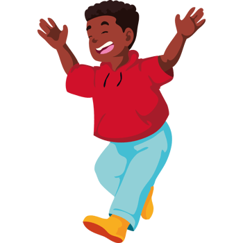 A cartoon boy jumping in the air png