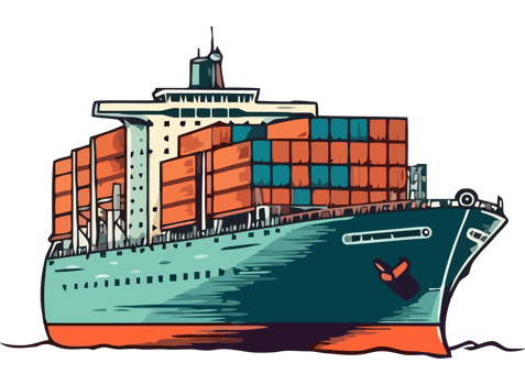 A cartoon ship with cargo containers on it png