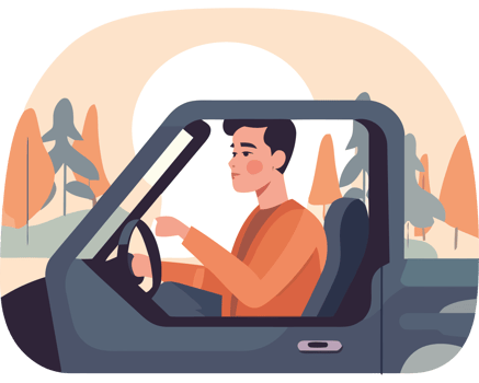 A man driving a car in the forest png
