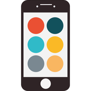 A smartphone with colorful circles on the screen png