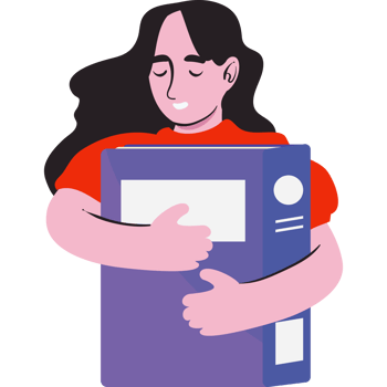 A cartoon woman holding a book png