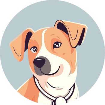 A cartoon dog with a collar on a blue background png
