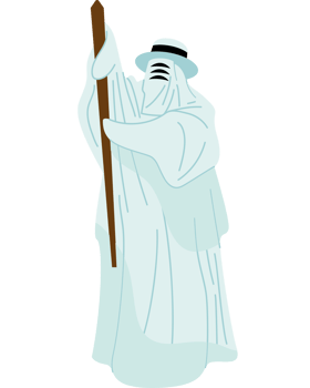 A cartoon ghost with a stick in his hand png
