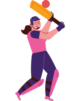 A cartoon woman in pink batting gear png