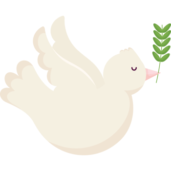 A white dove with a green leaf in its beak png