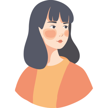 An illustration of a woman with dark hair png