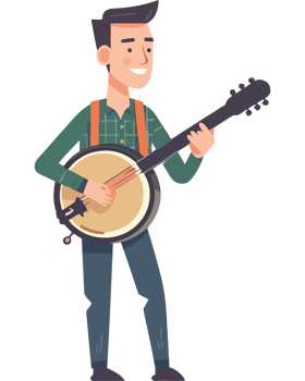Banjo player illustration png