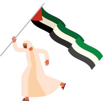 A man in a traditional dress is holding a flag png