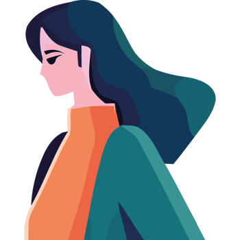 An illustration of a woman with long hair png