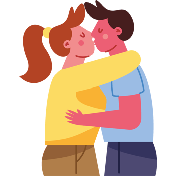 Couple kissing in flat style png