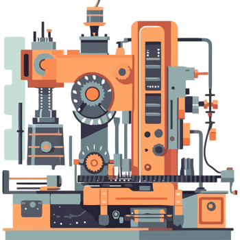 An illustration of a machine that is orange and black png