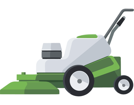 A lawn mower with a green and white handle png