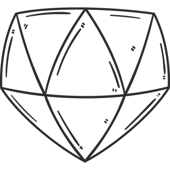 A diamond is shown in a black and white drawing png