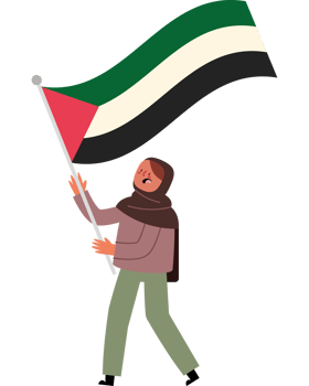 A man holding a palestinian flag png