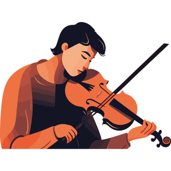 A man playing the violin on a black background png