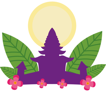 A purple temple with flowers and leaves png