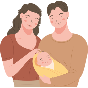 A man and woman holding a baby png