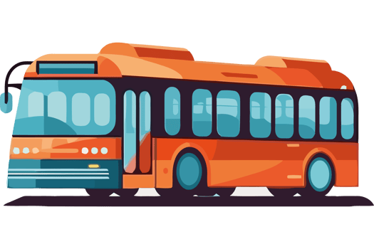 An orange bus on a black background png