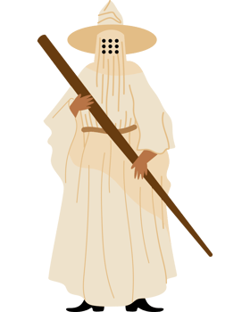 A white man in a robe holding a stick png