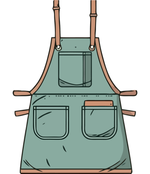 An apron with pockets on the front png