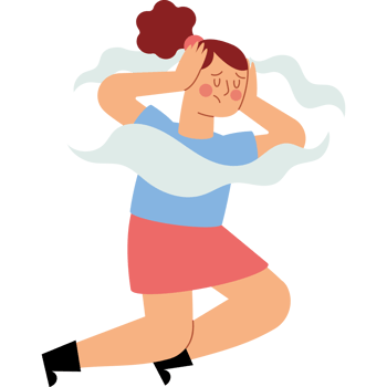 A cartoon girl is running and holding her hair png