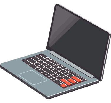 An open laptop with a keyboard on it png