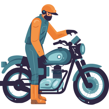 A man in a helmet and overalls is riding a motorcycle png