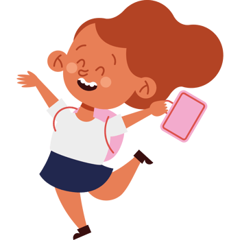 Cartoon girl with a pink bag and a backpack png