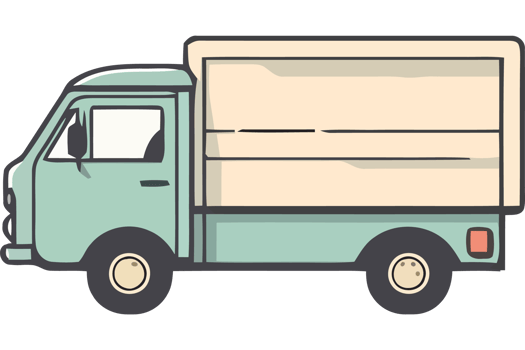 A truck with a white box on the back png