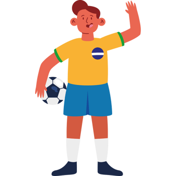 A cartoon soccer player with his hand up png
