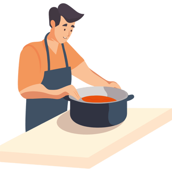Man cooking soup in a pot png