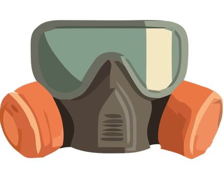A gas mask and goggles on a black background png