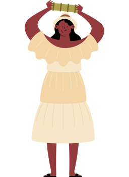 A woman in a dress holding a large piece of paper png