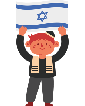 A cartoon boy holding an israeli flag png
