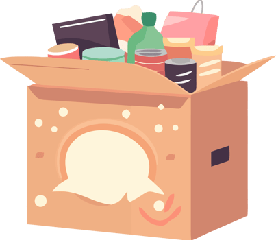 A box filled with various items png