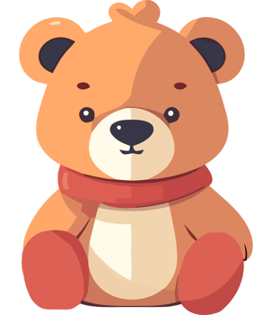 A cartoon brown teddy bear with a red scarf png