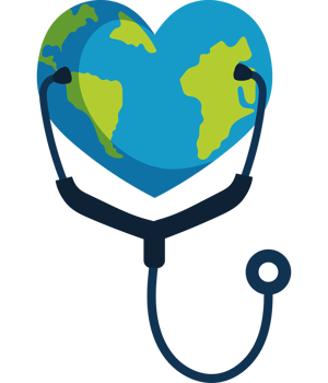 A stethoscope with a heart shaped earth on it png