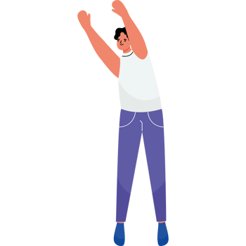 Man raising his arms up in the air png